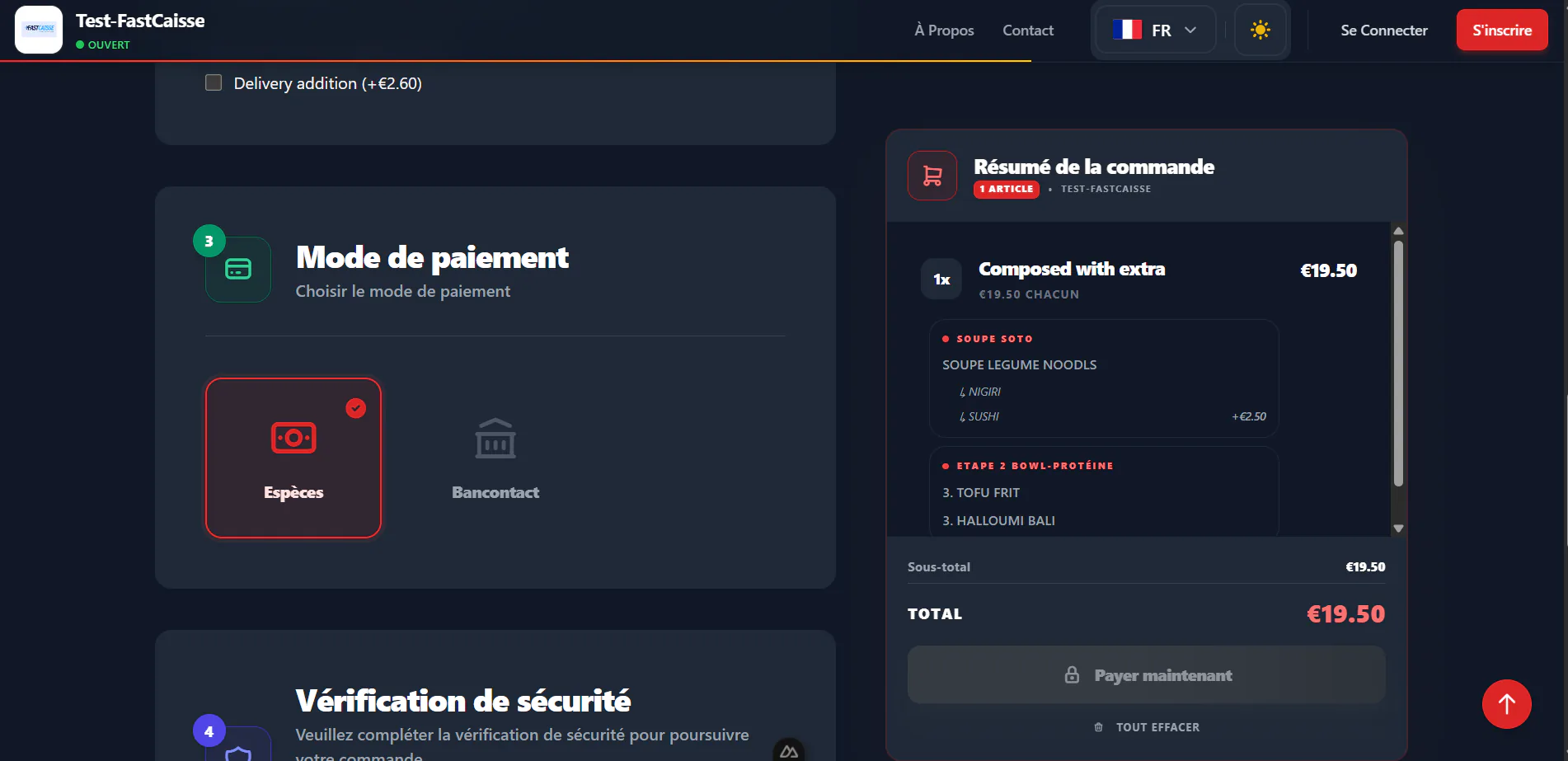 Page de paiement