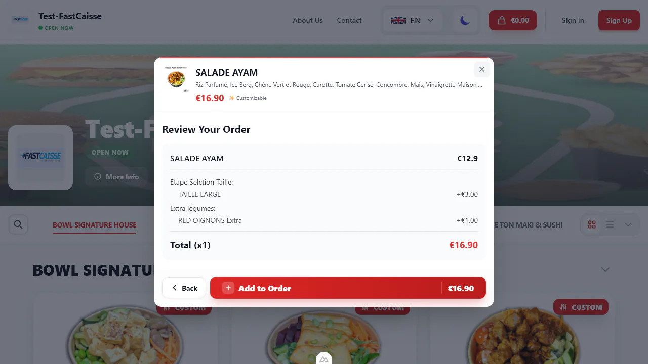 Menu numérique
